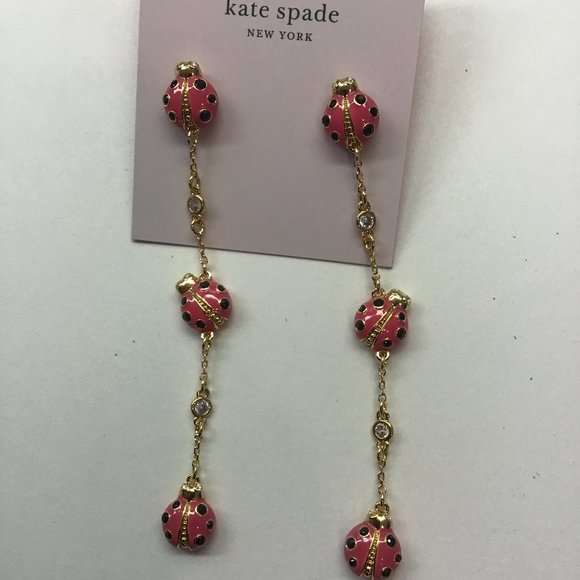 Kate Spade New Hot Pink Linear Ladybug Earrings